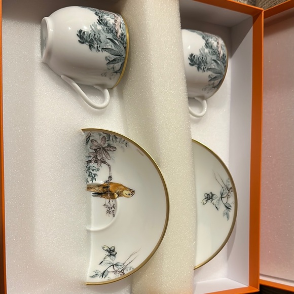 BNWT Hermes Porcelain Tea Cup and Saucer Set - Floral Design - Picture 9 of 14